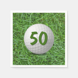Serviette En Papier 50e anniversaire Golf Ball on Grass