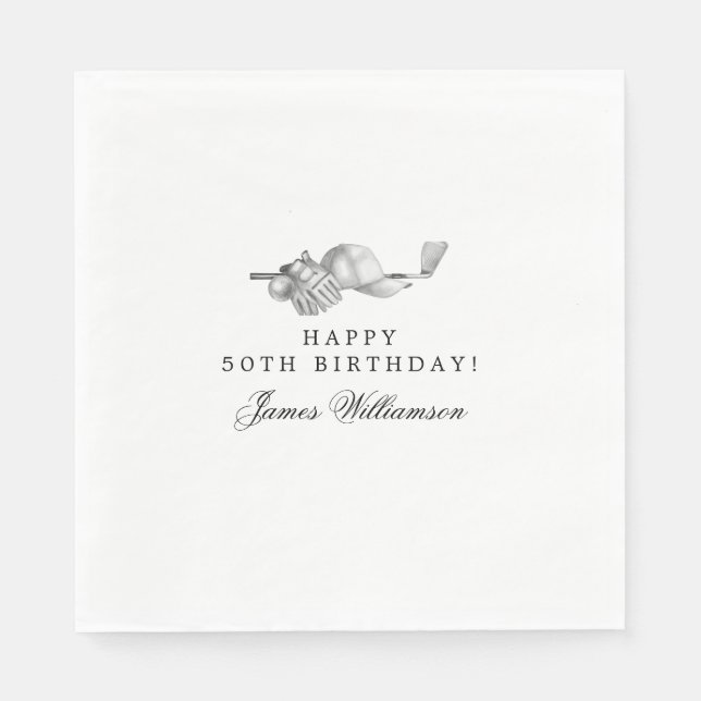 Serviette En Papier 50e Anniversaire Golf Thème modifiable (Devant)