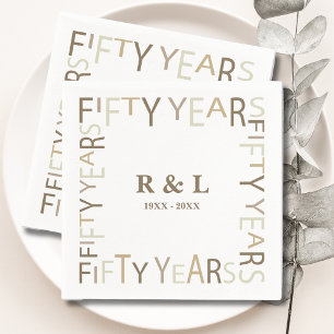 Serviette En Papier 50e Anniversaire Mariage d'or Papier cadeau