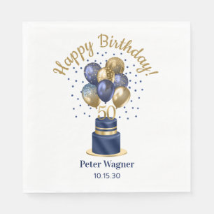 Serviette En Papier 50e anniversaire Marine Blue Balloon Cake