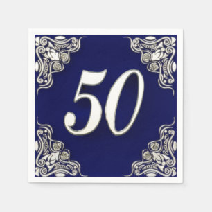 Serviette En Papier 50e anniversaire ou anniversaire Regal Silver Blue