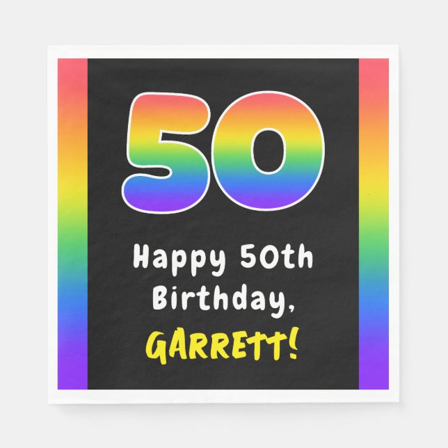 Serviette En Papier 50e anniversaire : Rainbow Spectrum # 50, Nom pers (Devant)
