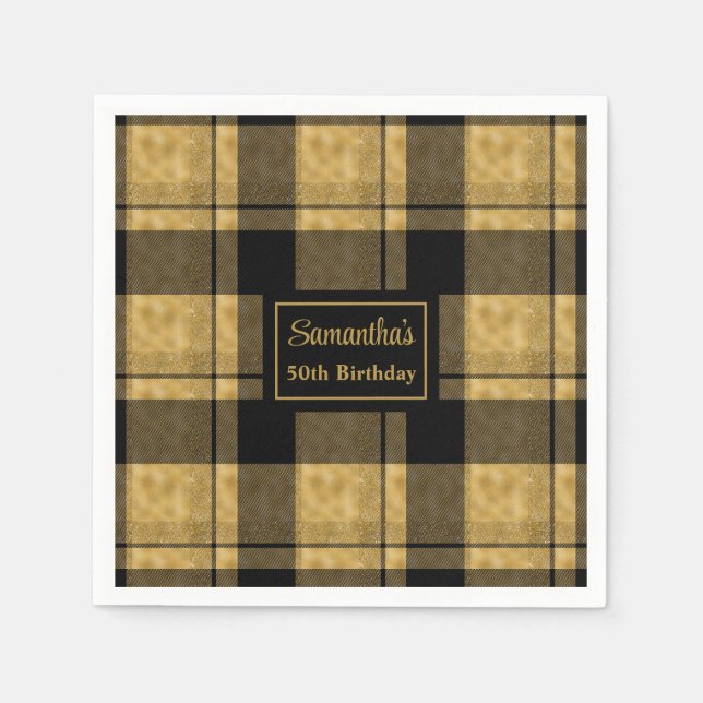 Serviette En Papier 50e Anniversaire serviettes Black Gold Custom Keep (Devant)