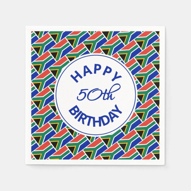 Serviette En Papier 50e anniversaire SOUTH AFRICA DRAPEAU papier perso (Devant)