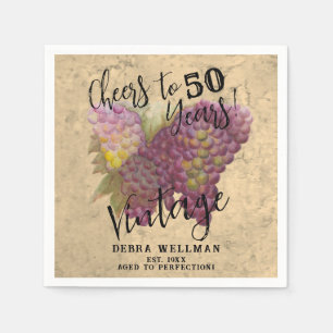 Serviette En Papier 50e anniversaire Vintage Aquarelle Vin à thème