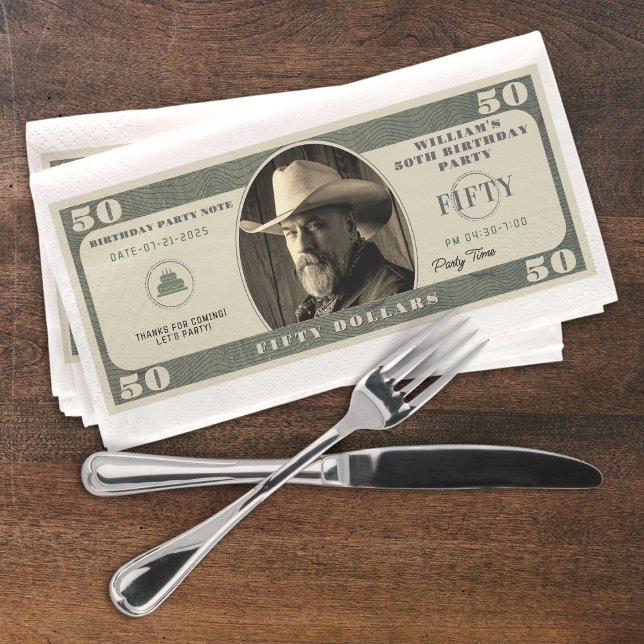 Serviette En Papier 50e fête d'anniversaire 50 dollars Bill (50th Birthday Party 50 Dollar Bill Paper Guest Towels
)