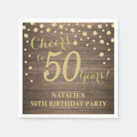 50e fête d'anniversaire Rustic Wood et Gold Diamon