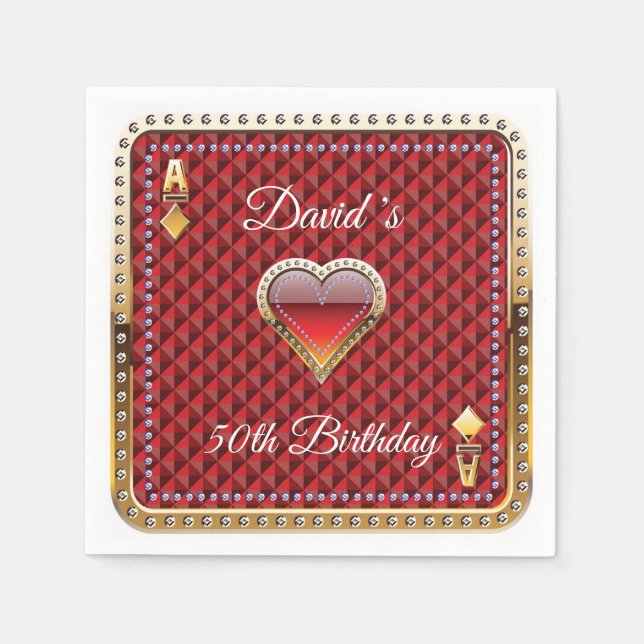 Serviette En Papier 50e Poker carte de jeu Casino Anniversaire serviet (Devant)