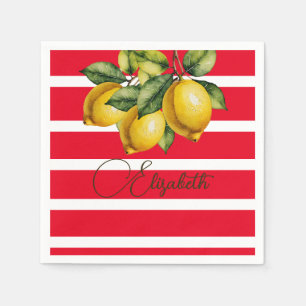 Serviette En Papier 50e tiron italien rouge botanique blanc brun