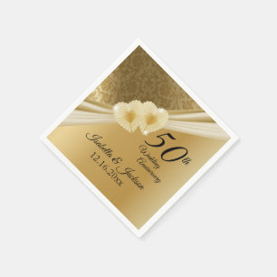 Serviette En Papier 50th Gold Wedding Anniversary