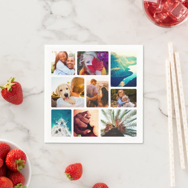 Serviette En Papier 50x Serviettes serviettes 9 Photo Collage Modèle (En situation)