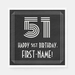 Serviette En Papier 51e anniversaire : Art Déco Inspiré Look "51" + No