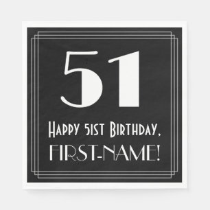 Serviette En Papier 51e anniversaire ~ Art Déco Inspiré Look "51", Nom