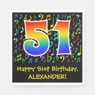 Serviette En Papier 51e anniversaire - Symboles de musique colorée, Ar