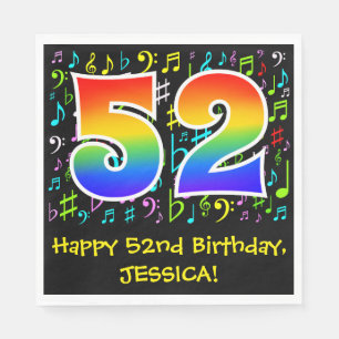 Serviette En Papier 52e anniversaire - Symboles de musique colorée, a