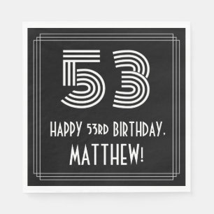 Serviette En Papier 53e anniversaire : Art Déco Inspiré Look "53" + No