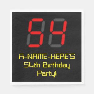 Serviette En Papier 54e anniversaire : Rouge Digital Clock Style "54"