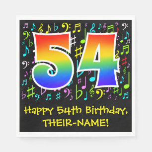 Serviette En Papier 54e anniversaire - Symboles de musique colorée, Ar