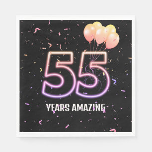 Serviette En Papier 55e anniversaire Balloons et Confetti