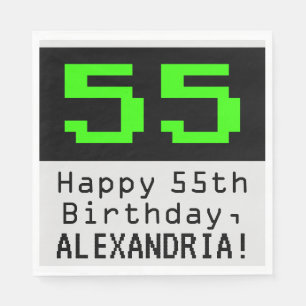 Serviette En Papier 55e anniversaire - Nerdy / Geeky Style "55" & Nom