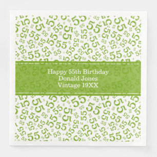 Serviette En Papier 55e anniversaire Numéro d'âge Motif Vert/blanc