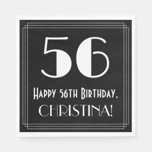 Serviette En Papier 56e anniversaire ~ Art Déco Inspiré Look "56", Nom