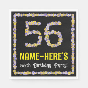 Serviette En Papier 56e anniversaire : Floral Flowers Numéro, Nom pers