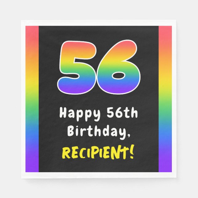 Serviette En Papier 56e anniversaire : Rainbow Spectrum # 56, Nom pers (Devant)