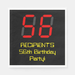 Serviette En Papier 56e anniversaire : Rouge Digital Clock Style "56" 