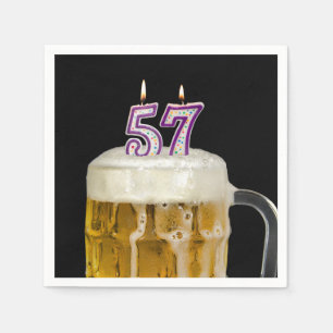 Serviette En Papier 57e anniversaire Bière sur noir