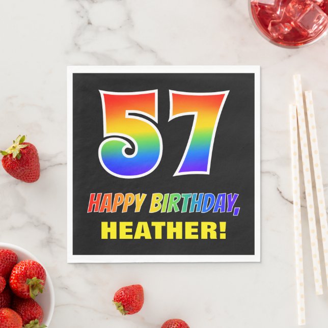 Serviette En Papier 57e anniversaire : Bold, amusant, simple, arc-en-c (En situation)