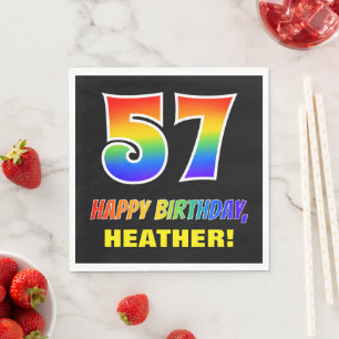 Serviette En Papier 57e anniversaire : Gras, amusant, simple, Arc-en-c
