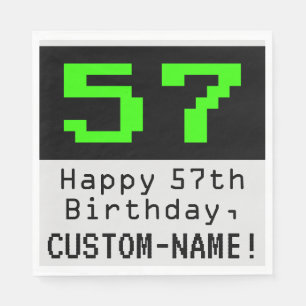 Serviette En Papier 57e anniversaire - Nerdy / Geeky Style "57" & Nom