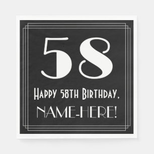 Serviette En Papier 58e Anniversaire ~ Apparence inspirée d'Art Déco "