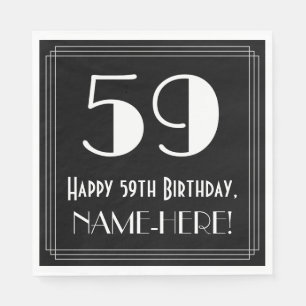 Serviette En Papier 59e anniversaire ~ Art Déco Inspiré "59", Nom