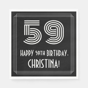 Serviette En Papier 59e anniversaire : Art Déco Inspiré Look "59" + No