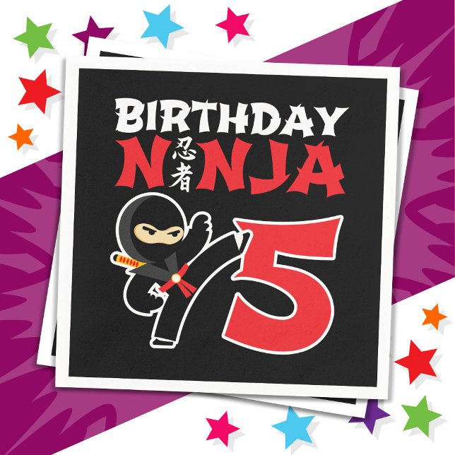 Serviette En Papier 5 ans Karate Ninja Party Enfants 5e anniversaire (Créateur téléchargé)