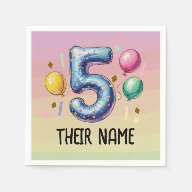 Serviette En Papier 5th birthday party no theme (Devant)