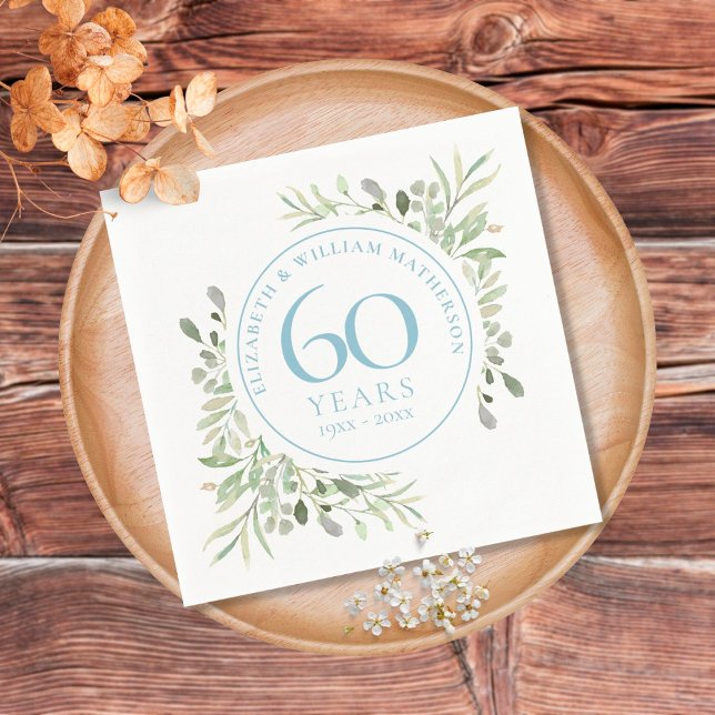 Serviette En Papier 60 ans Diamond Mariage Anniversaire de verdure (Créateur téléchargé)