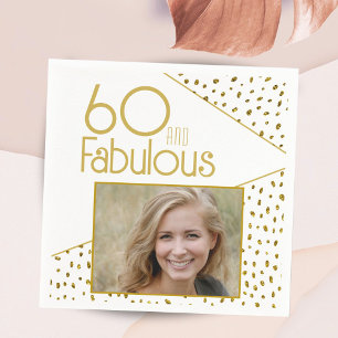Serviette En Papier 60 ans et Fabuleux Paillettes Dorées Photo 60e Ann