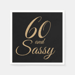 Serviette En Papier 60 et Sassy Black Gold Parties scintillant fête d'