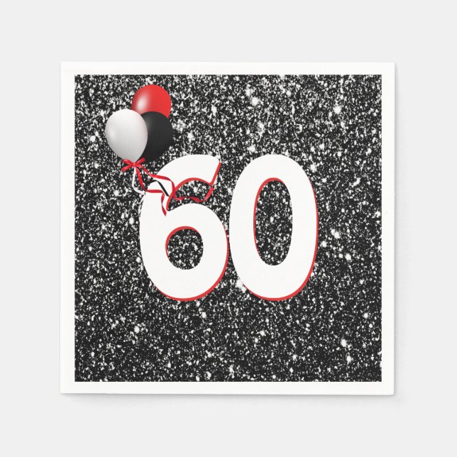 Serviette En Papier 60e anniversaire Ballons sur Parties scintillant n (Devant)