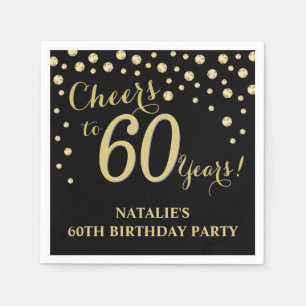 Serviette En Papier 60e anniversaire Black and Gold Diamond Napkins