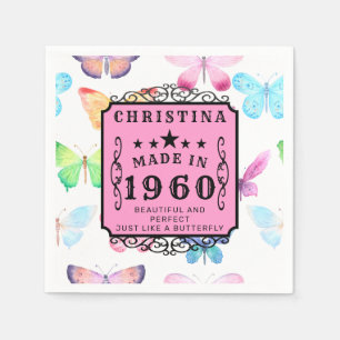 Serviette En Papier 60e anniversaire Born 1960 Butterfly Ajouter votre