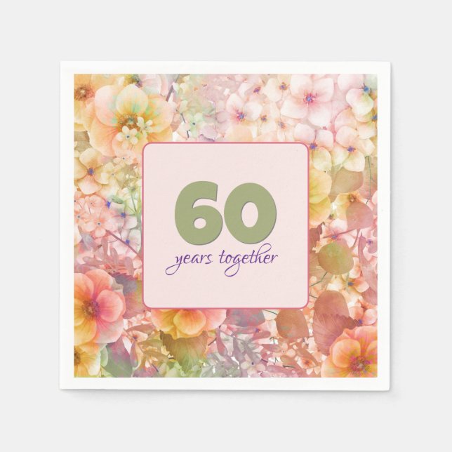 Serviette En Papier 60e anniversaire Cosmos Floral Garden (Devant)