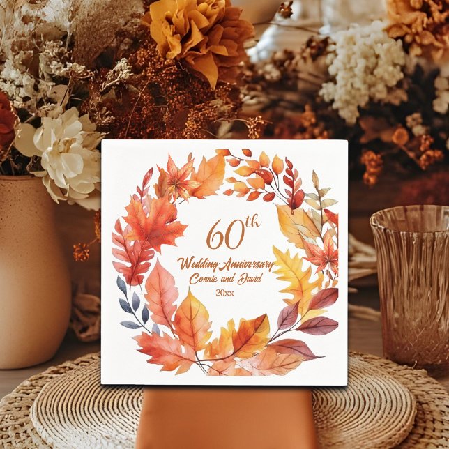 Serviette En Papier 60e anniversaire de Mariage automne floral (Créateur téléchargé)