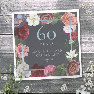 Serviette En Papier 60e anniversaire de Mariage de diamant Roses de pa