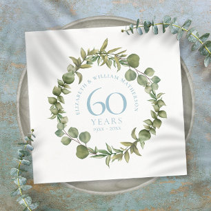 Serviette En Papier 60e anniversaire de mariage en bois verdure