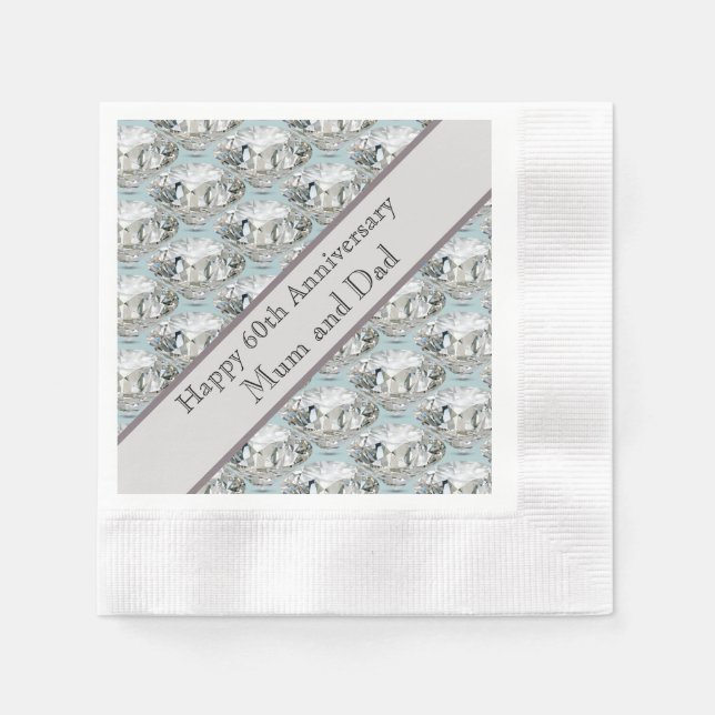 Serviette En Papier 60e anniversaire du Mariage Diamond (Devant)