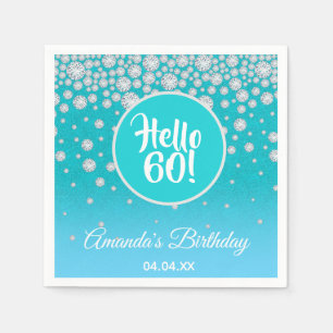 Serviette En Papier 60e anniversaire fête turquoise bleu parties scint